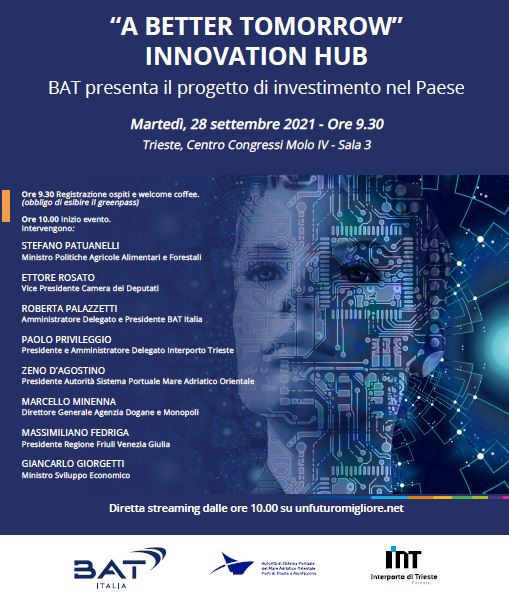 AdSP MAO: Invito evento «A Better Tomorrow Innovation Hub. BAT presenta il  progetto di investimento nel Paese» | il nautilus