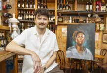 IL RITRATTO DI GIULIA CONTI FIRMATO MARK SIB A SOSTEGNO DELLA NUOVA GENERAZIONE DI FOILER artista scozzese Mark Sib